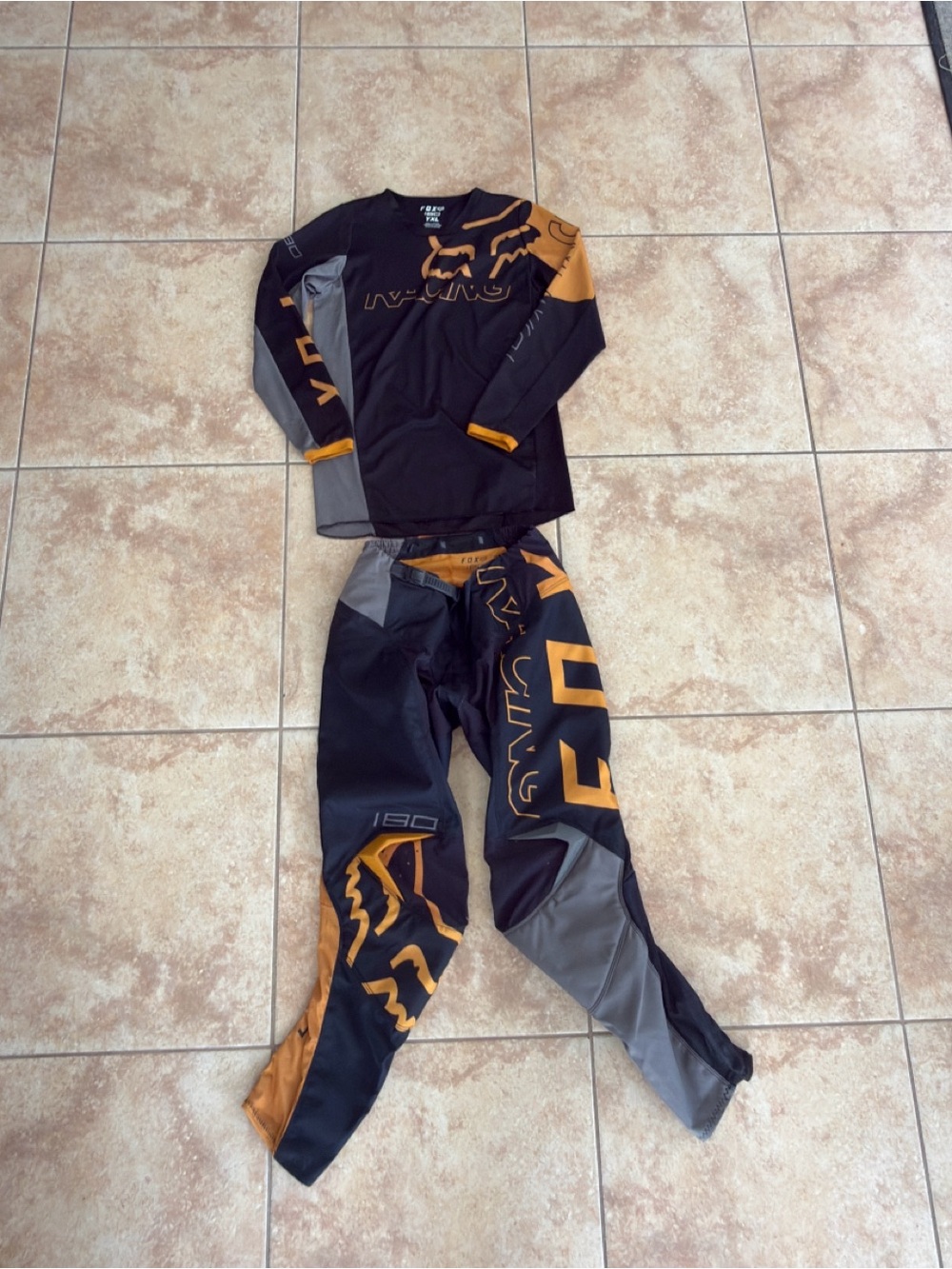 Fox Women’s Black and Yellow Motocross Jersey and Pants Set